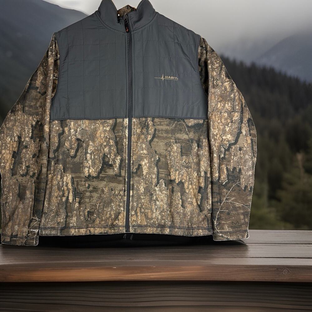 Habit Jacket Men's M Realtree Timber Camo Scent Factor Hunting Fleece Full Zip